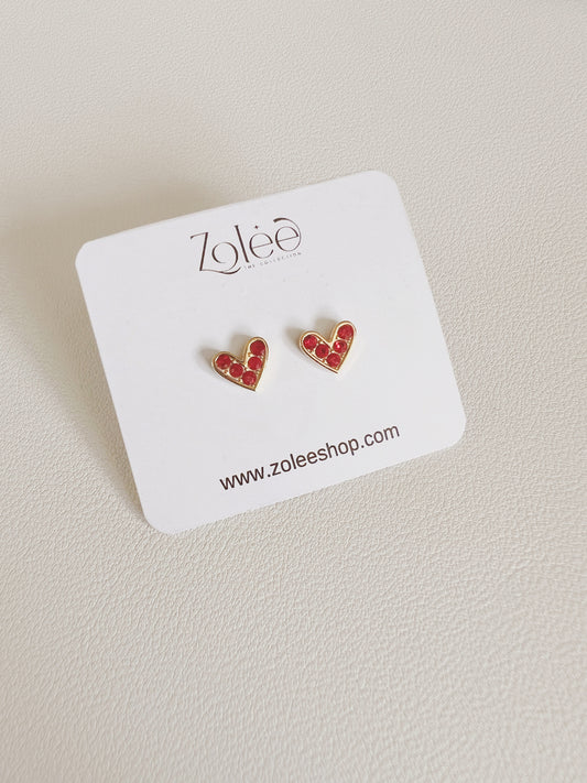Mini red heart stud