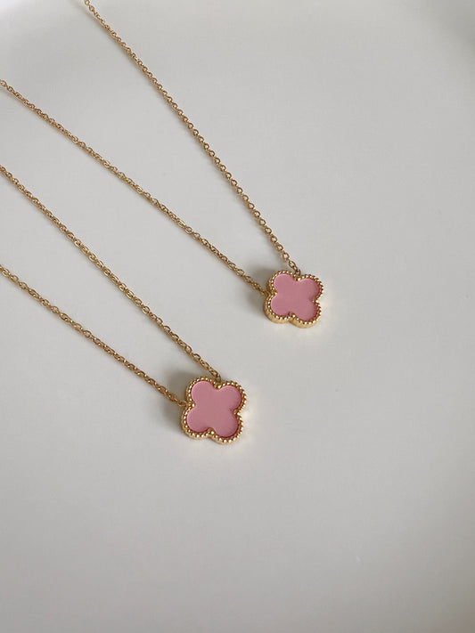 Pink clover necklace