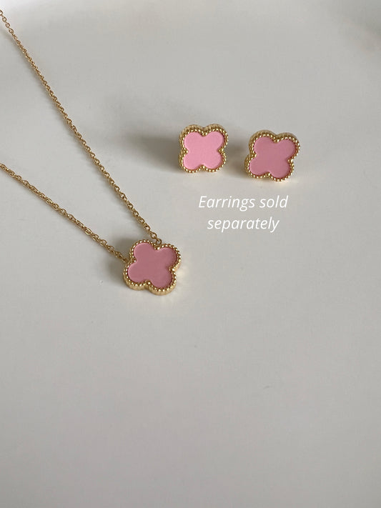Pink clover necklace