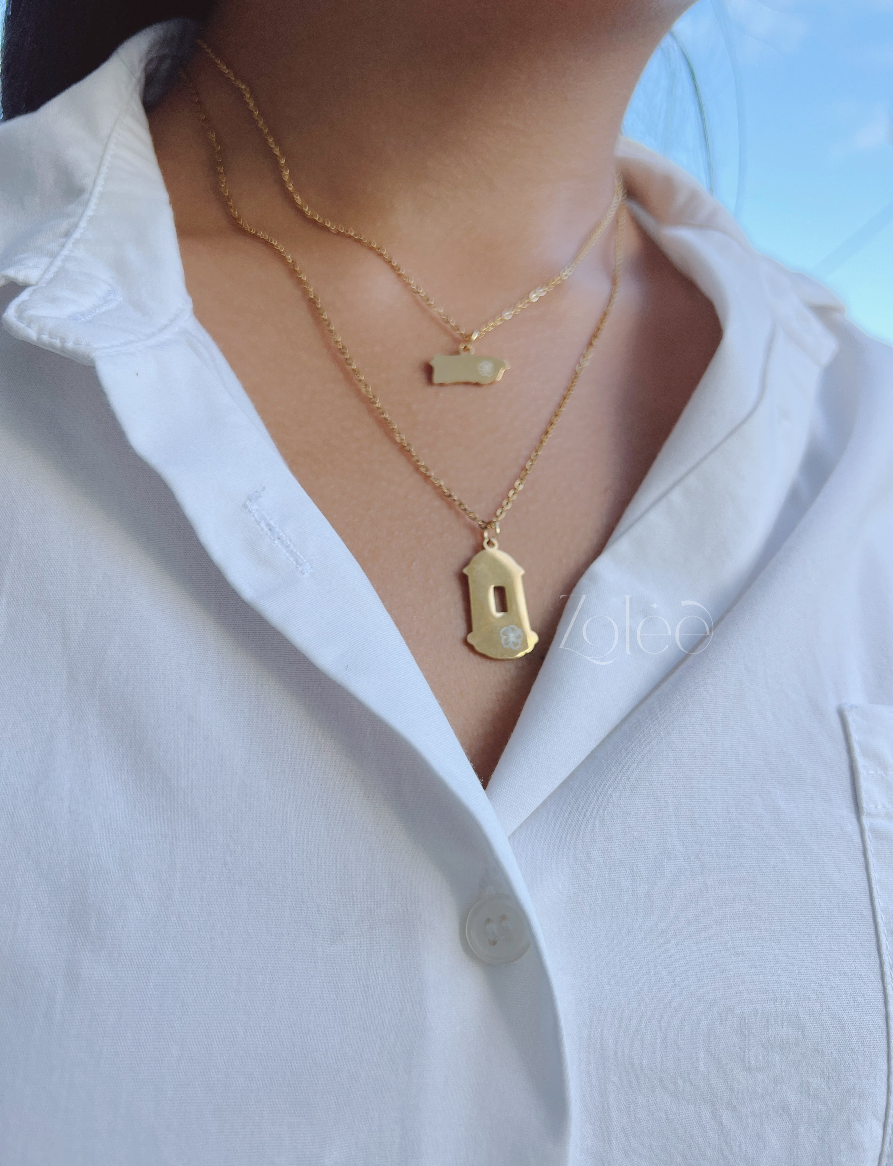 mini PR map necklace