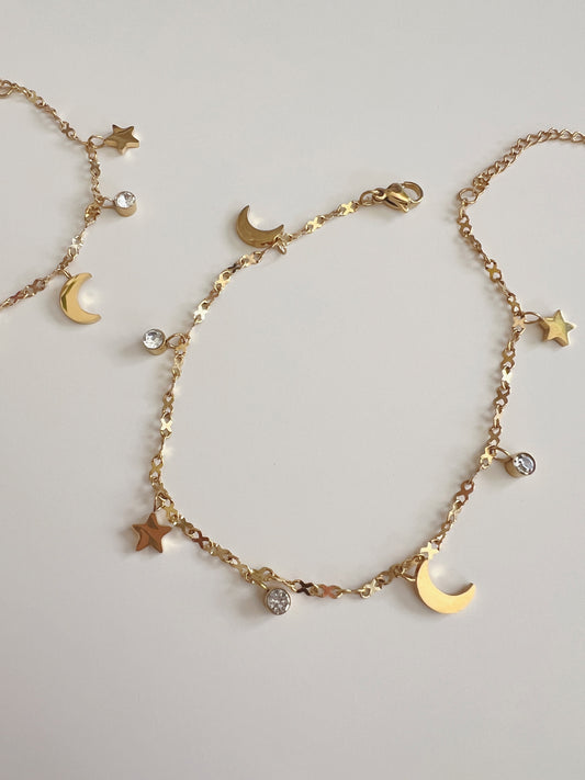 Moon & star lux anklet
