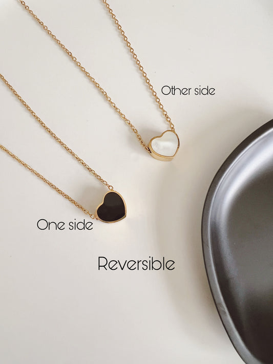 Reversible heart necklace