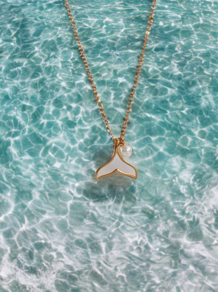 Pearl whale  tail necklace