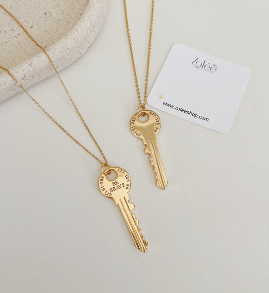 B brave key necklace