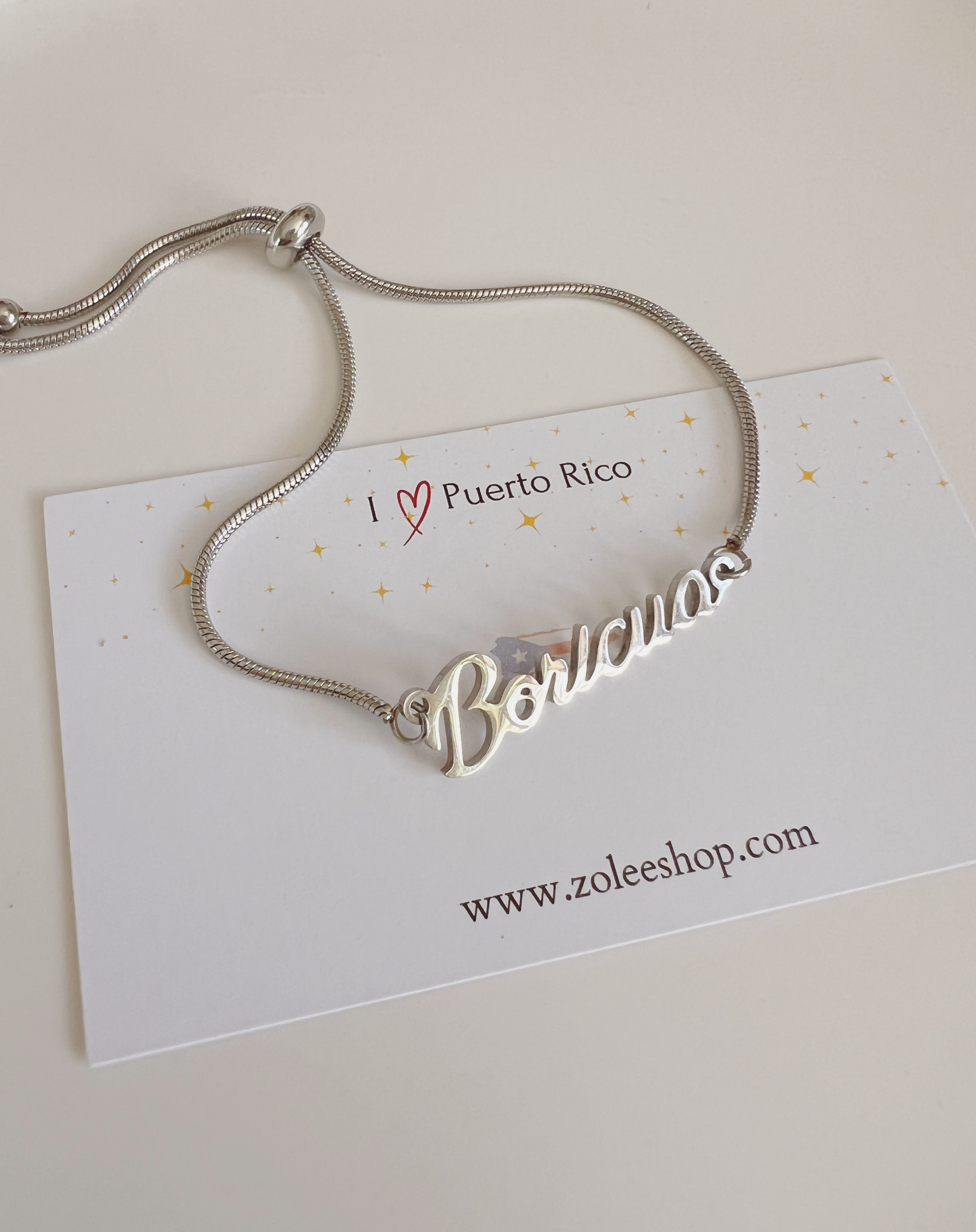 “Boricua “ silver bracelet